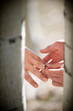 engagement ring hands picture in aspen trees