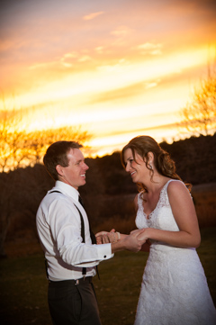 blue lake ranch winter wedding sunset picture