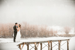 animas valley sleeping beauty ranch dock in the winter snow day after wedding pic