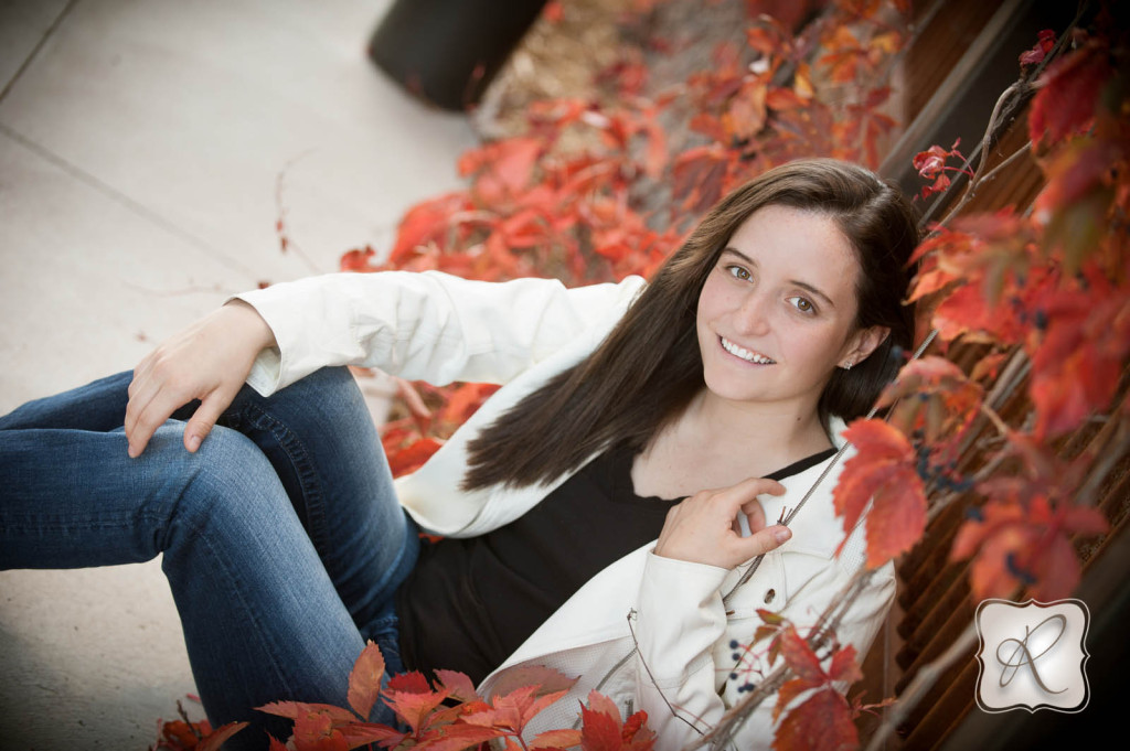 Senior pictures with fall leaves