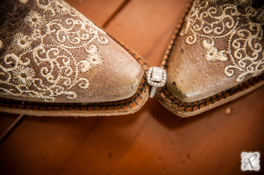 Cowboy boots with wedding ring