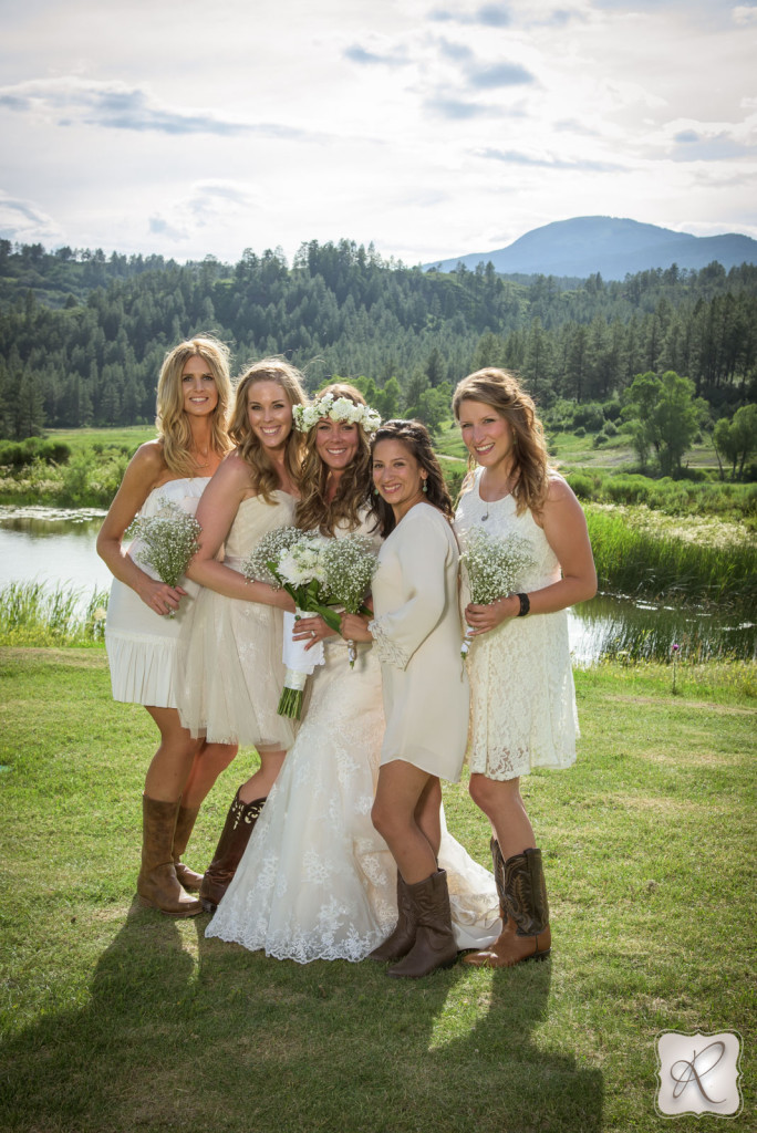 Bride with her Bridesmaids at Silver Mountain Guest Ranch 
