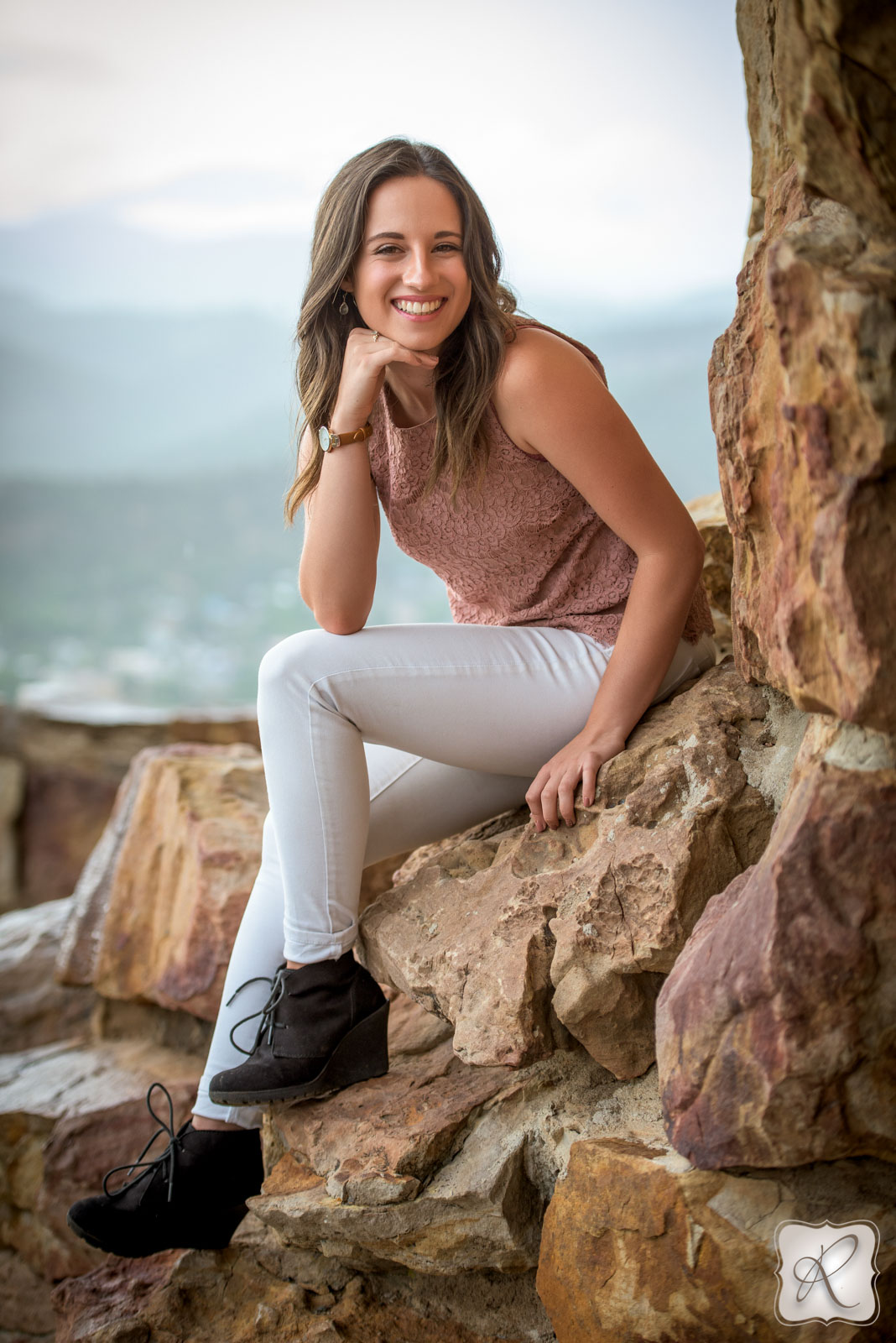 Senior pictures - sitting on a rock