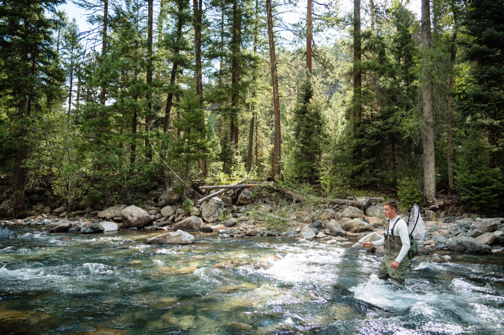senior guy fly fishing river picture