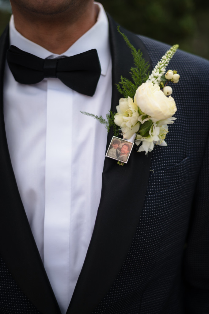 groom boutonniere with portrait of dad keyah grande photo