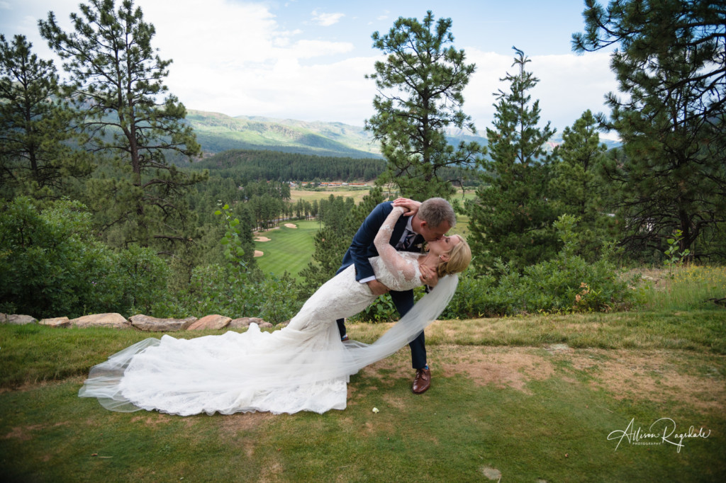 bride & groom dip kiss glacier club wedding
