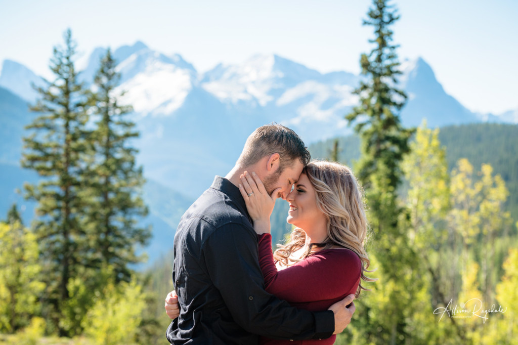 engagement couple portrait colorado mountains in the fall