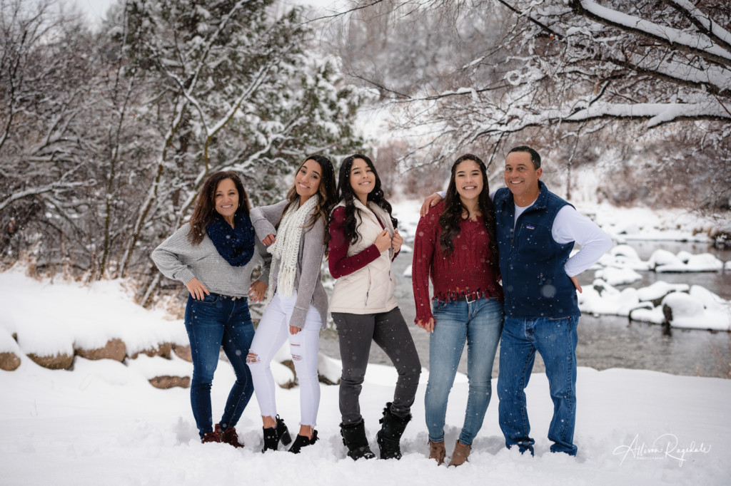 family picture animas river durango winter wonderland